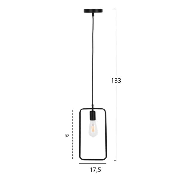 ΦΩΤΙΣΤΙΚΟ ΟΡΟΦΗΣ ΚΡΕΜΑΣΤΟ HM4097 ΜΑΥΡΟ ΜΕΤΑΛΛΙΚΟ ΟΡΘΟΓΩΝΙΟ 17,5x133Υεκ. - Image 2