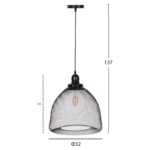 ΦΩΤΙΣΤΙΚΟ ΟΡΟΦΗΣ ΚΡΕΜΑΣΤΟ HM4100 ΜΕΤΑΛΛΙΚΗ ΔΙΚΤΥΩΤΗ ΚΑΜΠΑΝΑ ΚΑΠΕΛΟ Φ32x137Yεκ. - Image 2