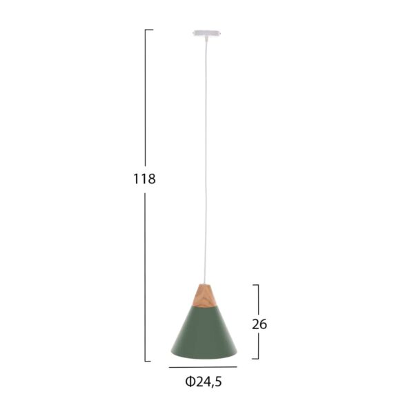 ΦΩΤΙΣΤΙΚΟ ΟΡΟΦΗΣ ΚΡΕΜΑΣΤΟ HM4147 ΠΡΑΣΙΝΟ ΜΕΤΑΛΛΙΚΟ ΚΑΠΕΛΟ Φ25x118Υεκ. - Image 2