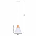 ΦΩΤΙΣΤΙΚΟ ΟΡΟΦΗΣ ΚΡΕΜΑΣΤΟ HM4149 ΛΕΥΚΟ ΜΕΤΑΛΛΙΚΟ ΚΑΠΕΛΟ-ΞΥΛΟ Φ22x115Υ εκ. - Image 2