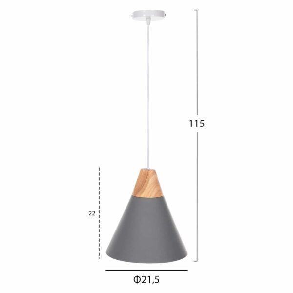 ΦΩΤΙΣΤΙΚΟ ΟΡΟΦΗΣ ΚΡΕΜΑΣΤΟ HM4150 ΓΚΡΙ ΜΕΤΑΛΛΙΚΟ ΚΑΠΕΛΟ Φ21,5x115Υ εκ. - Image 2