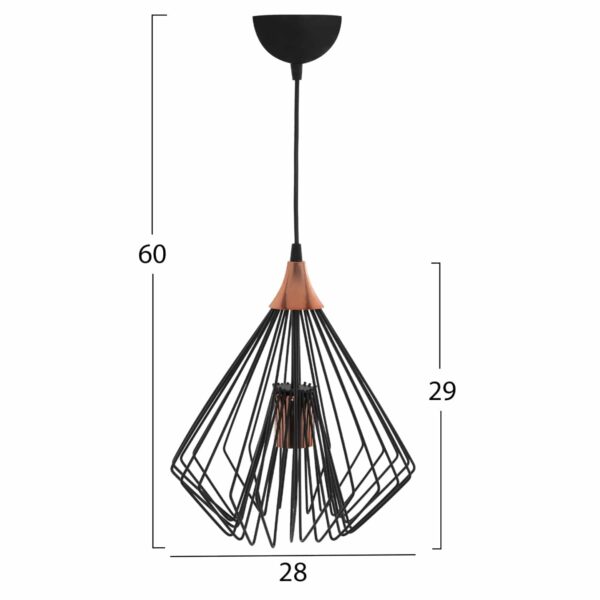 ΦΩΤΙΣΤΙΚΟ ΟΡΟΦΗΣ ΜΑΥΡΟ ΜΕΤΑΛΛΟ ΣΧΗΜΑ ΔΙΑΜΑΝΤΙ Φ28x60Yεκ.HM7683.01 - Image 2