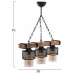 ΦΩΤΙΣΤΙΚΟ ΟΡΟΦΗΣ ΤΡΙΦΩΤΟ ΜΕ ΑΛΥΣΙΔΑ ΞΥΛΟ ΚΑΙ ΜΕΤΑΛΛΙΚΑ ΚΑΠΕΛΑ 50x12x60Y εκ.HM7699.01 - Image 2