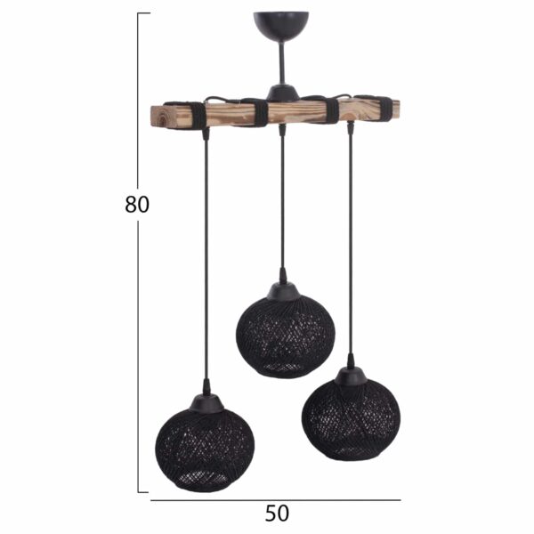 ΦΩΤΙΣΤΙΚΟ ΟΡΟΦΗΣ ΕΣΩΤΕΡΙΚΟΥ ΧΩΡΟΥ ΤΡΙΦΩΤΟ ΜΕ ΣΦΑΙΡΙΚΑ ΚΑΠΕΛΑ ΑΠΟ ΣΧΟΙΝΙ 50x18x80Y εκ.HM7705.01 - Image 2