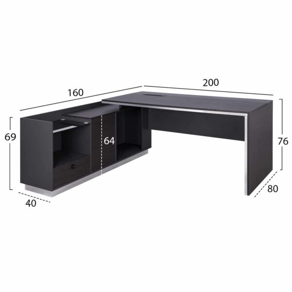 ΓΡΑΦΕΙΟ ΕΠΑΓΓΕΛΜΑΤΙΚΟ ΑΡΙΣΤΕΡΗ ΓΩΝΙΑ ROSEWOOD HM2112L 200X160X76Υ εκ. - Image 2