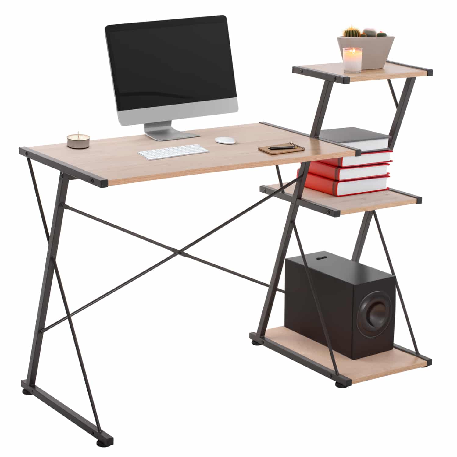 HM9317 ΓΡΑΦΕΙΟ NOREX HM9317 ΜΕΤΑΛΛΙΚΟ ΜΑΥΡΟ ΜΕ MDF ΕΠΙΦΑΝΕΙΑ ΣΕ ΟΑΚ 116X48X89,5Υεκ. - Image 1