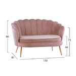ΚΑΝΑΠΕΣ 2ΘΕΣΙΟΣ COQUILLE HM8627.02 ΑΠΟ ΒΕΛΟΥΔΟ ΣΑΠΙΟ ΜΗΛΟ & ΧΡΥΣΑ ΠΟΔΙΑ 130x81x86εκ. - Image 2