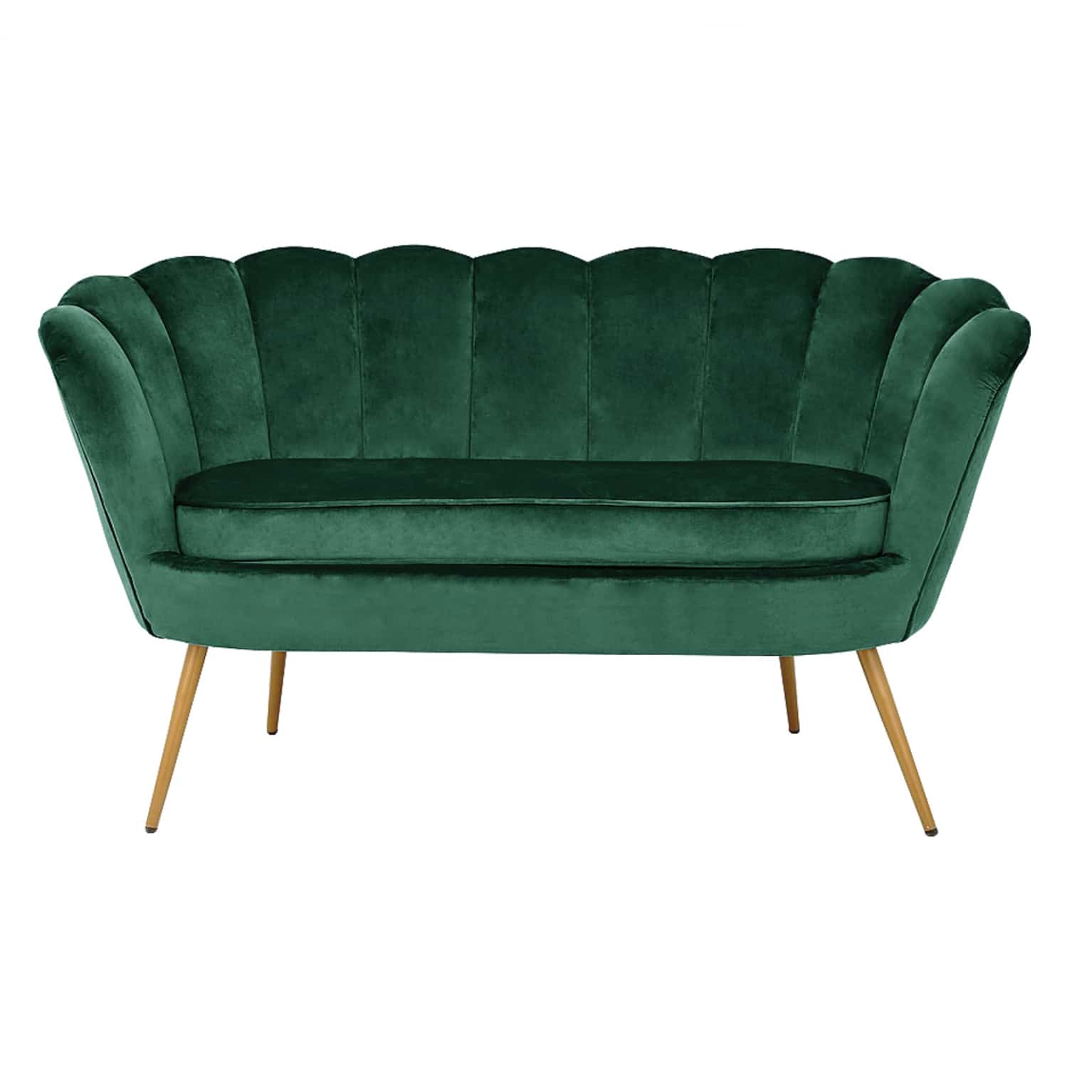 HM8627.03 ΚΑΝΑΠΕΣ 2ΘΕΣΙΟΣ COQUILLE HM8627.03 ΑΠΟ ΚΥΠΑΡΙΣΣΙ ΒΕΛΟΥΔΟ ΜΕ ΧΡΥΣΑ ΠΟΔΙΑ 130x77x83εκ. - Image 1