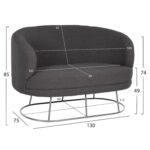 ΚΑΝΑΠΕΣ 2ΘΕΣΙΟΣ ARIEN HM8492.21 ΓΚΡΙ ΜΠΟΥΚΛΕ ΜΕ ΑΣΗΜΙ ΒΑΣΗ 130X75X85Yεκ. - Image 2