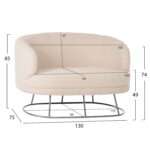 ΚΑΝΑΠΕΣ 2ΘΕΣΙΟΣ ARIEN HM8492.23 ΑΠΟ ΛΕΥΚΟ ΜΠΟΥΚΛΕ ΜΕ ΑΣΗΜΙ ΒΑΣΗ 125X80X84Y εκ. - Image 2