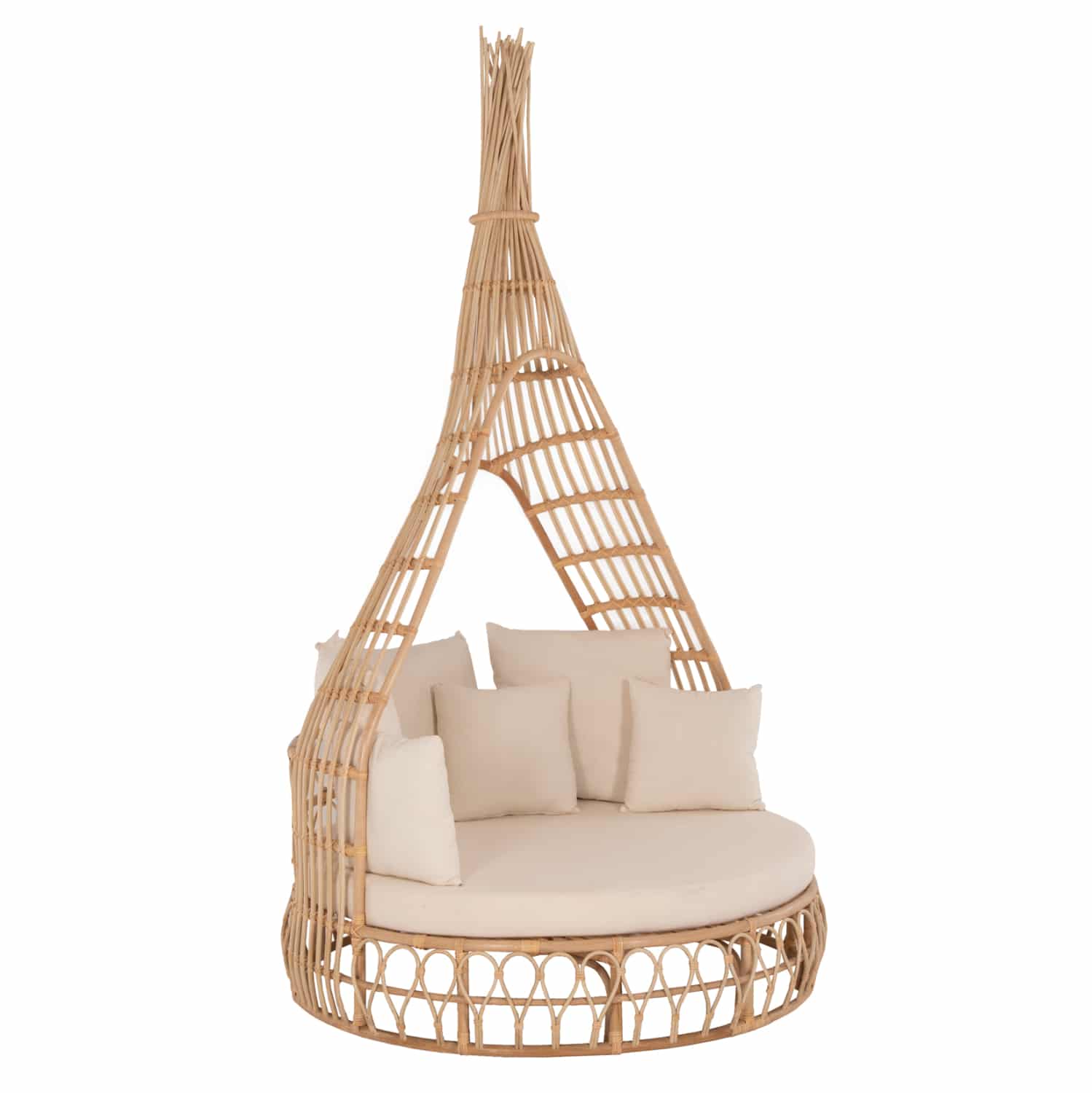 HM9765 ΚΑΝΑΠΕΣ ΕΞΩΤ.ΧΩΡΟΥ ΣΤΡΟΓΓΥΛΟΣ MARJOM HM9765 ΦΥΣΙΚΟ RATTAN-ΕΚΡΟΥ ΥΦΑΣΜΑ Φ148x287Υεκ. - Image 1