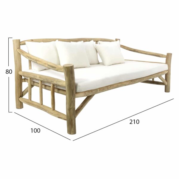 ΚΑΝΑΠΕΣ ΤΡΙΘΕΣΙΟΣ TORC HM9339 ΑΠΟ ΜΑΣΙΦ ΞΥΛΟ TΕΑK ΦΥΣΙΚΟ - ΛΕΥΚΟ 200x100x80Yεκ. - Image 2