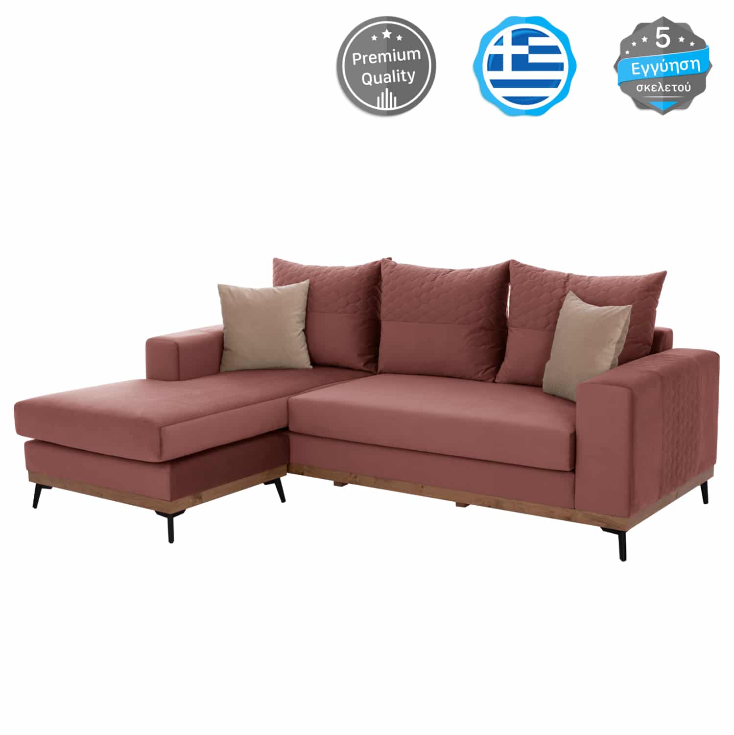 HM3252.02 ΚΑΝΑΠΕΣ ΓΩΝΙΑ ΑΝΑΣΤΡΕΨΙΜΗ PORTOFINO ΥΦ. ΑΛΕΚΙΑΣΤΟ ΣΑΠΙΟ ΜΗΛΟ 240x165x92Yεκ. HM3252.02 - Image 1