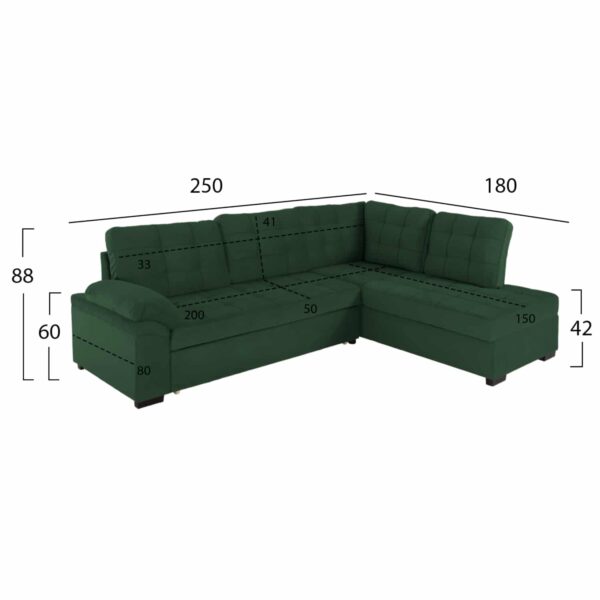 ΚΑΝΑΠΕΣ ΚΡΕΒΑΤΙ JADE HM3144.05R ΔΕΞΙΑ ΓΩΝΙΑ ΚΥΠΑΡΙΣΣΙ ΒΕΛΟΥΔΟ 250x80-180x73-88Υεκ. - Image 2