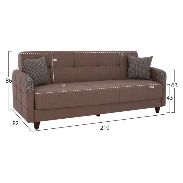 ΚΑΝΑΠΕΣ ΚΡΕΒΑΤΙ ΤΡΙΘΕΣΙΟΣ SANNA HM3245.01 ΜΠΕΖ 210x82x86 εκ. - Image 2
