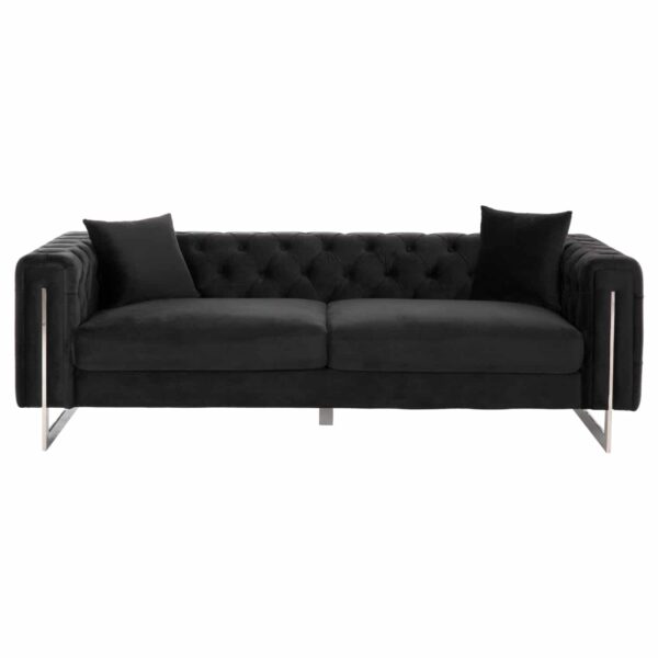 ΚΑΝΑΠΕΣ τ.CHESTERFIELD MOBAR HM3263.04 ΜΑΥΡΟ ΒΕΛΟΥΔΟ-ΜΕΤΑΛΛΙΚΑ ΠΟΔΙΑ 212x87x68Υεκ - Image 3