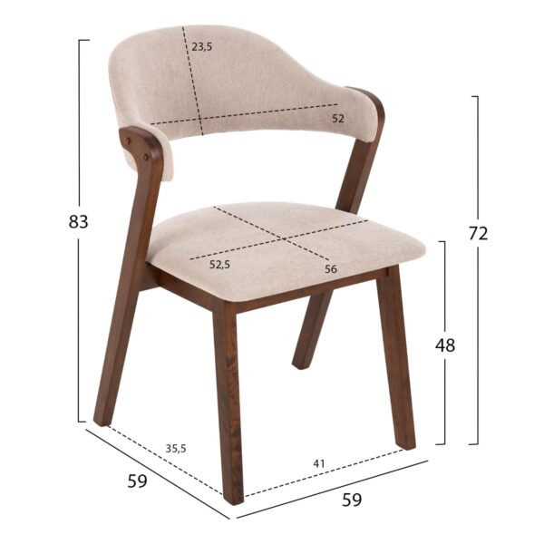 ΚΑΡΕΚΛΑ RIDER HM9734.02 RUBBERWOOD ΣΕ ΚΑΡΥΔΙ-ΥΦΑΣΜΑ ΕΚΡΟΥ 59x59x83Yεκ. - Image 2