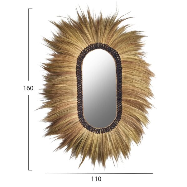 ΚΑΘΡΕΠΤΗΣ ΤΟΙΧΟΥ ΟΒΑΛ ΙΝΕΣ RAYUNG GRASS ΣΕ ΧΡΩΜΑ ΦΥΣΙΚΟ ΜΑΥΡΟ 110x5x160Yεκ.HM7803 - Image 2