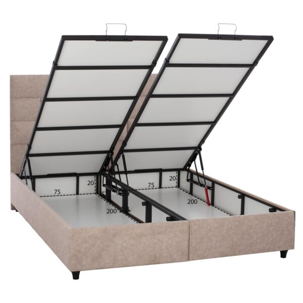 ΚΡΕΒΑΤΙ HM627.22 SOLEDAD, ΜΕ ΑΠΟΘΗΚΕΥΤΙΚΟ, ΜΠΕΖ ΥΦΑΣΜΑ, 160x200 εκ - Image 4