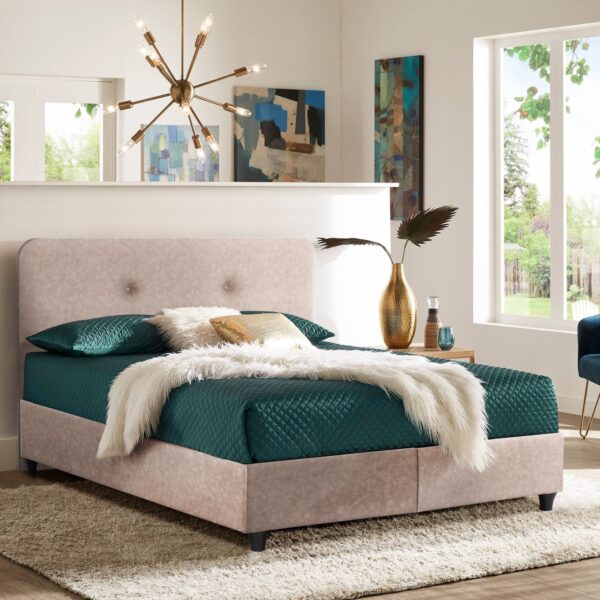 ΚΡΕΒΑΤΙ HM637.22 DOLORES ΜΠΕΖ ΥΦΑΣΜΑ τ.NUBUCK, 150x200 εκ. - Image 2