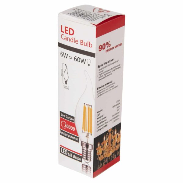 ΛΑΜΠΤΗΡΑΣ HM4047.01 ΣΤΥΛ ΦΛΟΓΑ LED FILAMENT 6W E14 3000K ΔΙΑΦΑΝΟ DIMMABLE - Image 5