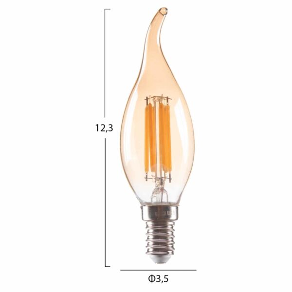 ΛΑΜΠΤΗΡΑΣ HM4047.02 ΣΤΥΛ ΦΛΟΓΑ LED FILAMENT 6W E14 3000K GOLD DIMMABLE - Image 2