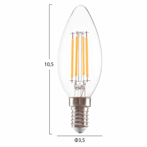ΛΑΜΠΤΗΡΑΣ LED FILAMENT 4W E14 3000K ΔΙΑΦΑΝΟΣ DIMMABLE HM4048.01 - Image 2
