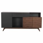 ΜΠΟΥΦΕΣ PREDA HM9747 MDF ΜΕ ΚΑΡΥΔΙ & ΣΚΟΥΡΟ ΓΚΡΙ ΚΑΠΛΑΜΑ 167x28-40x80Υεκ. - Image 4