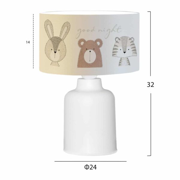 ΠΑΙΔΙΚΟ ΦΩΤΙΣΤΙΚΟ ΕΠΙΤΡΑΠΕΖΙΟ ΥΦΑΣΜΑΤΙΝΟ BALOO HM7577.02 ΛΕΥΚΟ ΣΧΕΔΙΟ CUTE ANIMALS Φ24x32Y - Image 2