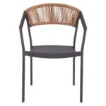 ΠΟΛΥΘΡΟΝΑ ΑΛΟΥΜΙΝΙΟΥ HM5891.01 ΑΝΘΡΑΚΙ ΣΚΕΛΕΤΟΣ&TEXTLINE-ΜΠΕΖ RATTAN 56,5x58x79Υ εκ. - Image 3