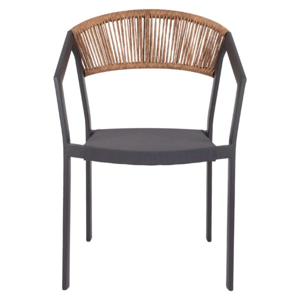 ΠΟΛΥΘΡΟΝΑ ΑΛΟΥΜΙΝΙΟΥ HM5891.01 ΑΝΘΡΑΚΙ ΣΚΕΛΕΤΟΣ&TEXTLINE-ΜΠΕΖ RATTAN 56,5x58x79Υ εκ. - Image 3