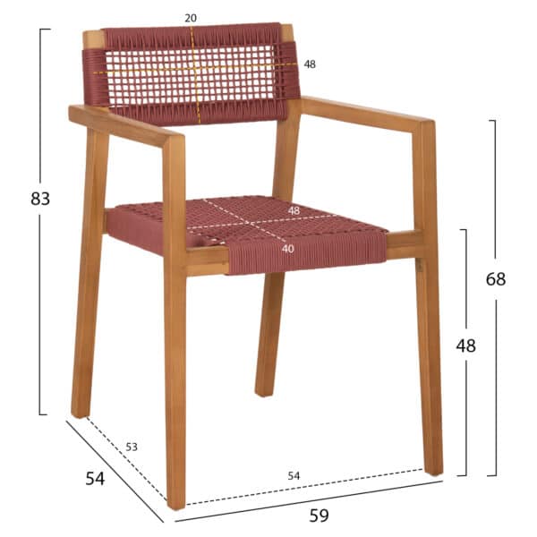 ΠΟΛΥΘΡΟΝΑ CHARLOTTE HM9637.06 ΞΥΛΟ TEAK ΦΥΣΙΚΟ & ΡΟΖ ΣΧΟΙΝΙ 59x54x83Y εκ. - Image 2