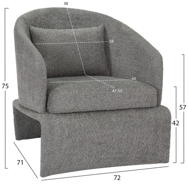 ΠΟΛΥΘΡΟΝΑ BEVY HM9677.01 ΓΚΡΙ ΜΠΟΥΚΛΕ ΥΦΑΣΜΑ-ΜΕΤΑΛΛΙΚΟΣ ΣΚΕΛΕΤΟΣ 72x71x75Υεκ. - Image 2