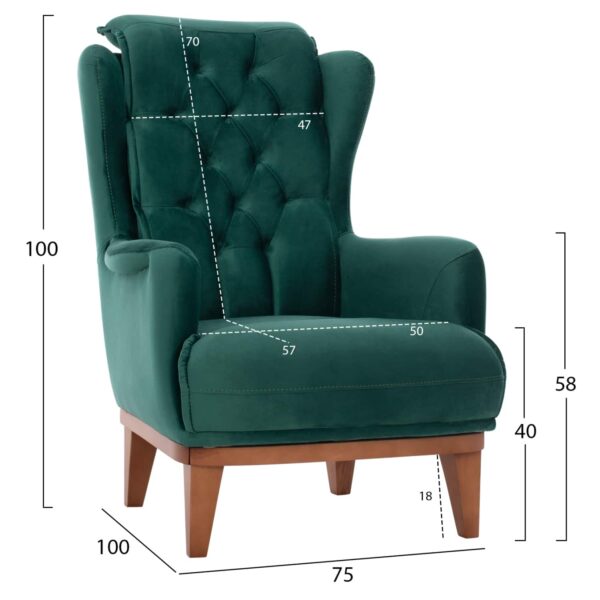 ΠΟΛΥΘΡΟΝΑ ΜΠΕΡΖΕΡΑ BENNINGTON ΒΕΛΟΥΔΟ ΚΥΠΑΡΙΣΣΙ HM9313.13 75x100x100 εκ. - Image 2