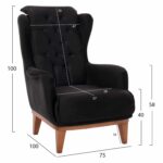 ΠΟΛΥΘΡΟΝΑ ΜΠΕΡΖΕΡΑ BENNINGTON ΒΕΛΟΥΔΟ ΜΑΥΡΟ HM9313.01 75x100x100 εκ. - Image 2