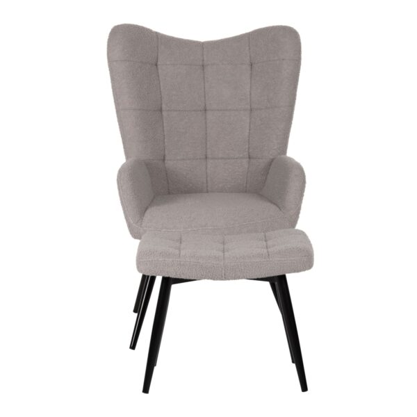 ΠΟΛΥΘΡΟΝΑ ΜΠΕΡΖΕΡΑ CRAWLEY ΜΕ ΥΠΟΠΟΔΙΟ HM8918.21 ΥΦΑΣΜΑ ΜΠΟΥΚΛΕ ΓΚΡΙ 70x74x105Υ εκ. - Image 4