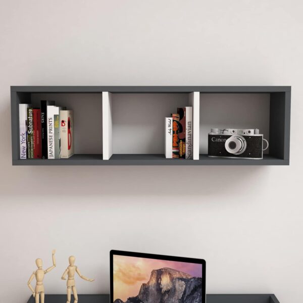 ΡΑΦΙΕΡΑ ΤΟΙΧΟΥ ΜΕΛΑΜΙΝΗΣ ΓΚΡΙ & ΛΕΥΚΟ HM9228.13 90x22x25,6Υ εκ. - Image 3