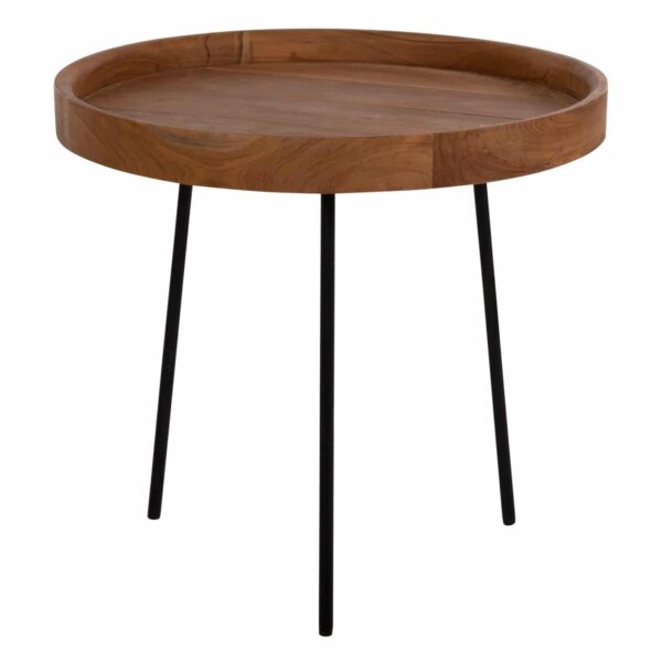 ΣΕΤ 3ΤΜΧ ΒΟΗΘΗΤΙΚΑ ΤΡΑΠΕΖΙΑ MANTARYS HM9799 ΞΥΛΟ MINDI-ΜΑΥΡΑ ΜΕΤΑΛΛΙΚΑ ΠΟΔΙΑ Φ60x55,5Υ εκ. - Image 3