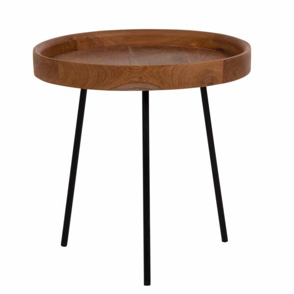 ΣΕΤ 3ΤΜΧ ΒΟΗΘΗΤΙΚΑ ΤΡΑΠΕΖΙΑ MANTARYS HM9799 ΞΥΛΟ MINDI-ΜΑΥΡΑ ΜΕΤΑΛΛΙΚΑ ΠΟΔΙΑ Φ60x55,5Υ εκ. - Image 4