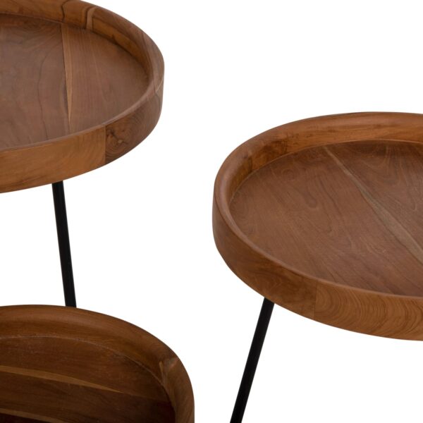 ΣΕΤ 3ΤΜΧ ΒΟΗΘΗΤΙΚΑ ΤΡΑΠΕΖΙΑ MANTARYS HM9799 ΞΥΛΟ MINDI-ΜΑΥΡΑ ΜΕΤΑΛΛΙΚΑ ΠΟΔΙΑ Φ60x55,5Υ εκ. - Image 6