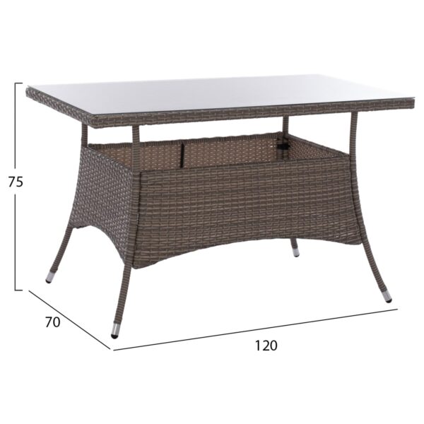 ΣΕΤ ΤΡΑΠΕΖΑΡΙΑΣ 5ΤΜΧ ΤΡΑΠ. 120Χ70 & ΠΟΛΥΘΡΟΝΕΣ WICKER RATTAN ΓΚΡΙ HM11712.31 - Image 2