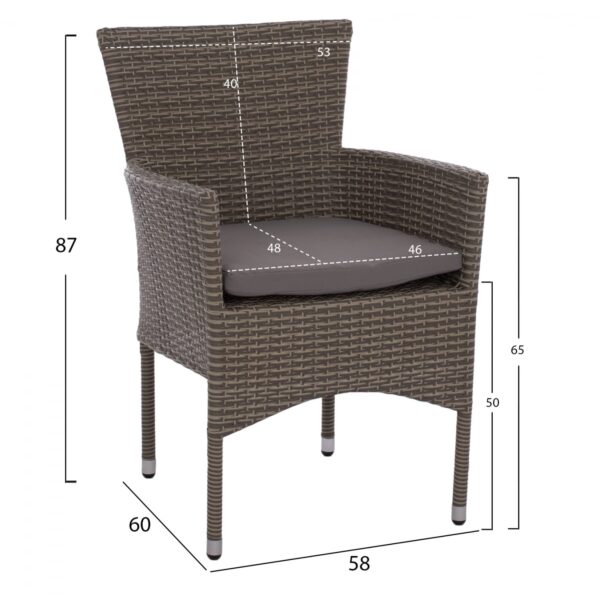 ΣΕΤ ΤΡΑΠΕΖΑΡΙΑΣ 5ΤΜΧ ΤΡΑΠ. 120Χ70 & ΠΟΛΥΘΡΟΝΕΣ WICKER RATTAN ΓΚΡΙ HM11712.31 - Image 3