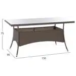 ΣΕΤ ΤΡΑΠΕΖΑΡΙΑΣ 5ΤΜΧ ΤΡΑΠ. 150Χ90 & ΠΟΛΥΘΡΟΝΕΣ WICKER RATTAN ΓΚΡΙ HM11713.01 - Image 2