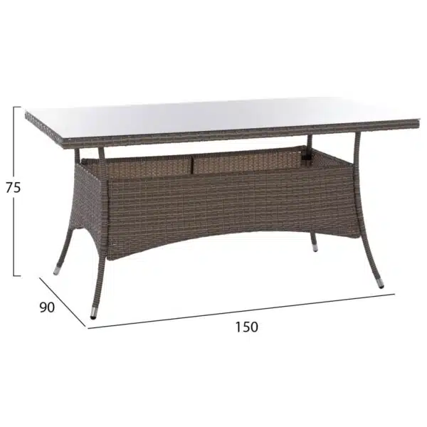 ΣΕΤ ΤΡΑΠΕΖΑΡΙΑΣ 5ΤΜΧ ΤΡΑΠ. 150Χ90 & ΠΟΛΥΘΡΟΝΕΣ WICKER RATTAN ΓΚΡΙ HM11713.01 - Image 2