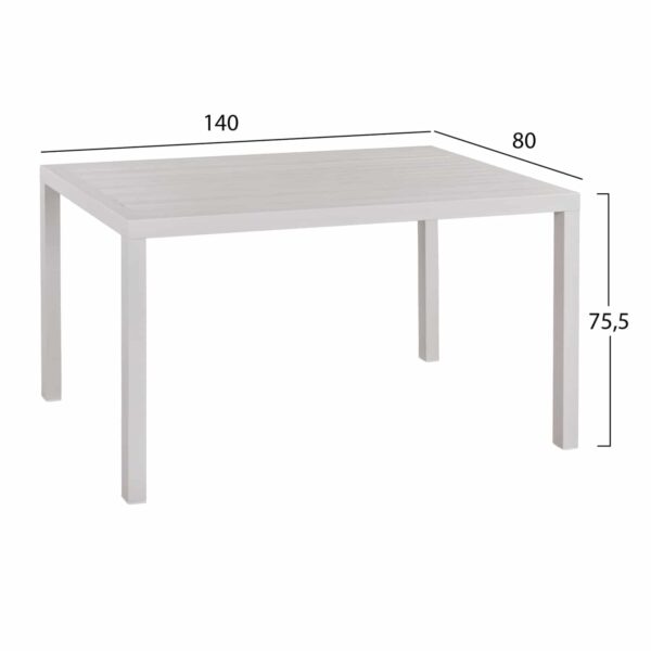 ΣΕΤ ΤΡΑΠΕΖΑΡΙΑΣ 5ΤΜΧ ΤΡΑΠΕΖΙ ΑΛΟΥΜΙΝΙΟΥ 140Χ80 & ΠΟΛΥΘΡΟΝΑ ΜΕΤΑΛΛΙΚΗ TEXTLINE ΛΕΥΚΟ HM11828 - Image 2