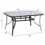 ΣΕΤ ΤΡΑΠΕΖΑΡΙΑΣ 7ΤΜΧ ΤΡΑΠΕΖΙ 150x90 & ΠΟΛΥΘΡΟΝΑ ΜΕΤΑΛΛΙΚΗ TEXTLINE ΓΚΡΙ  HM11789 - Image 2