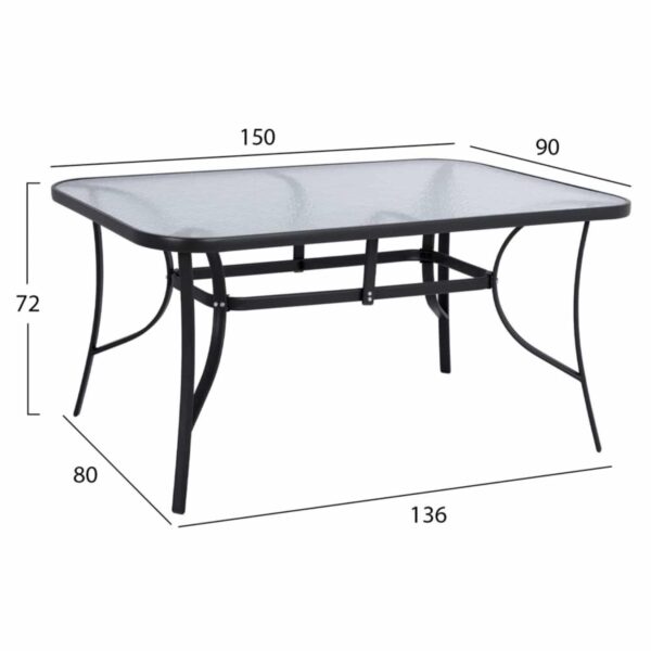 ΣΕΤ ΤΡΑΠΕΖΑΡΙΑΣ 7ΤΜΧ ΤΡΑΠΕΖΙ 150x90 & ΠΟΛΥΘΡΟΝΑ ΜΕΤΑΛΛΙΚΗ TEXTLINE ΓΚΡΙ  HM11789 - Image 2