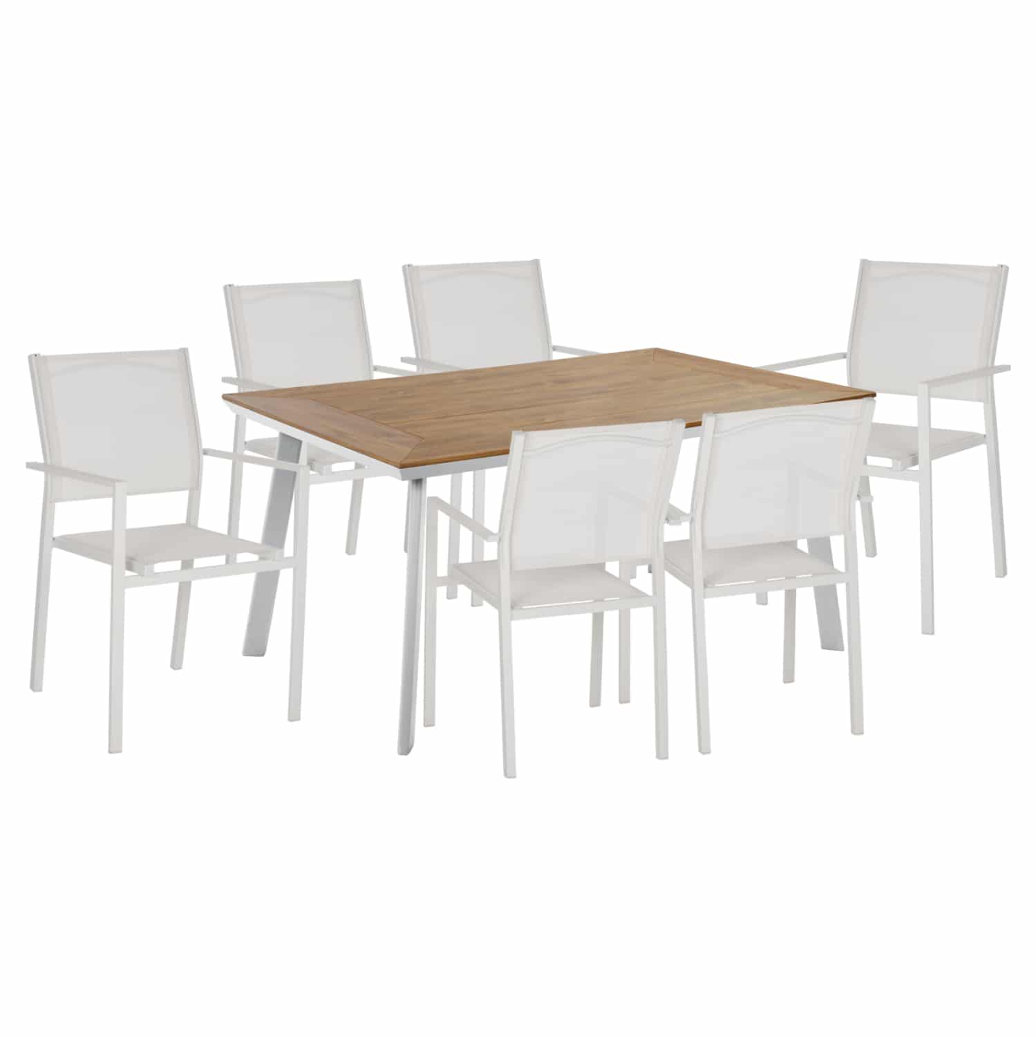 HM5132.11 HM5876.03 ΣΕΤ ΤΡΑΠΕΖΑΡΙΑΣ 7ΤΜΧ ΤΡΑΠΕΖΙ POLYWOOD 160Χ92 & ΠΟΛΥΘΡΟΝΑ ΜΕΤΑΛΛΙΚΗ TEXTLINE ΛΕΥΚΟ HM11831 - Image 1