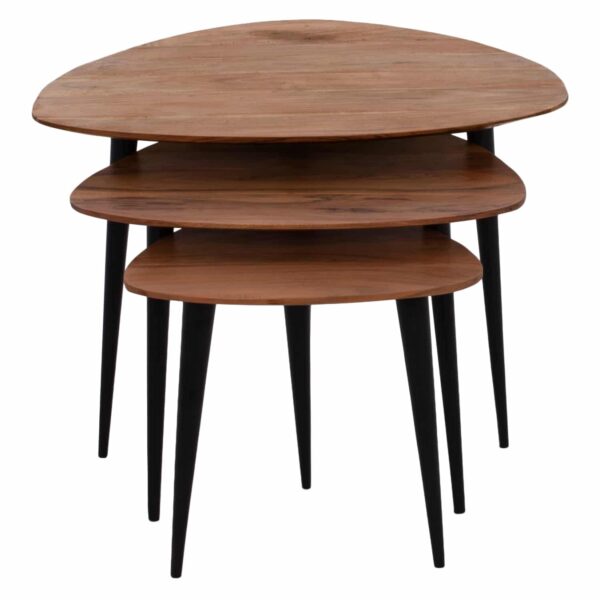 ΣΕΤ ΖΙΓΚΟΝ EMILIANO HM9256 ΑΠΟ ΜΑΣΙΦ ΞΥΛΟ ΑΚΑΚΙΑΣ ΜΕ ΜΑΥΡΑ ΠΟΔΙΑ 69,5x67x46Υ εκ. - Image 4