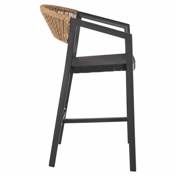 ΣΚΑΜΠΟ ΑΛΟΥΜΙΝΙΟΥ HM5892.15 ΜΕΣΑΙΟΥ ΥΨΟΥΣ RATTAN & TEXTLINE ΜΑΥΡΟ ΜΠΕΖ 55x56,5x99Υ - Image 4